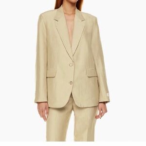 Babaton Aritzia Linen Blazer XS Beige Neutral Capsule Minimalist Quiet Luxury